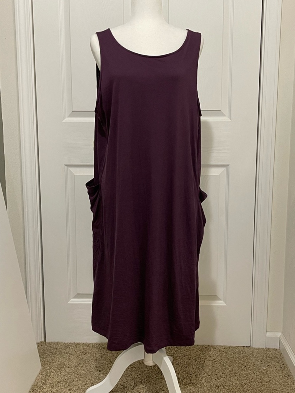 Reversible Summer Midi Dress with Waist Tie in marionberry - Picture 5 of 11